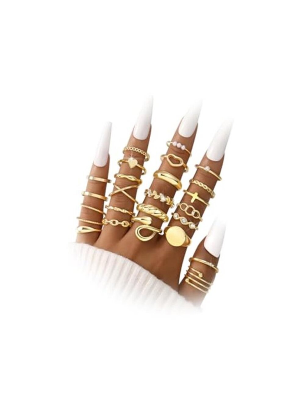 24-60 Pcs Gold Stackable Rings for Women, Knuckle Rings Chunky Gold Ring Set
